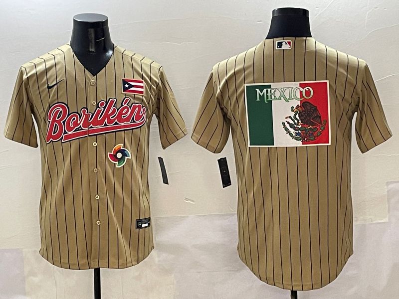 Men Puerto Rico Blank Brown Stripe Joint Name 2025 Nike MLB Jersey style 10->more jerseys->MLB Jersey